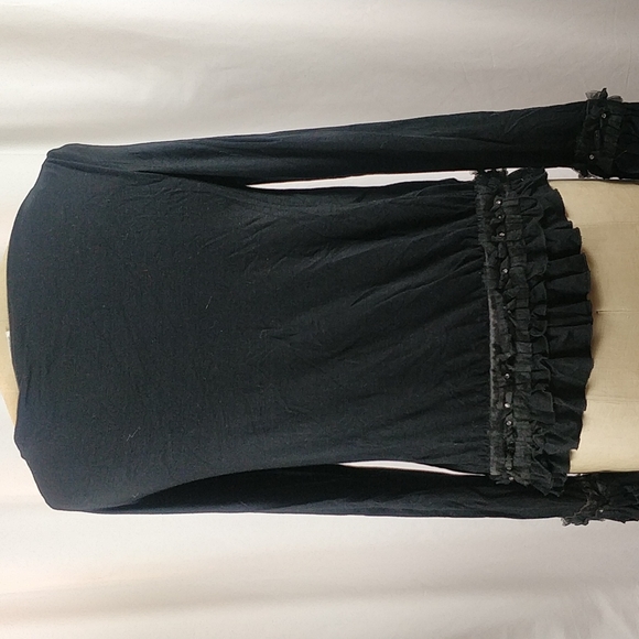 Boatneck top with ruffles hem and sleeves - Picture 2 of 5